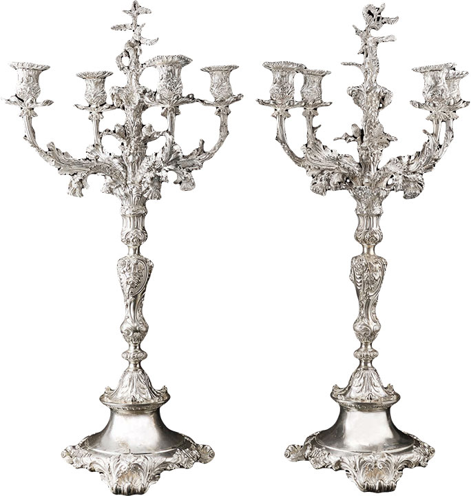 Hallmarked Victorian Four-Light Silver Candelabra